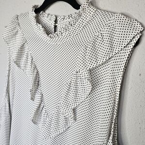 Who What Wear Polka Dot Black White Ruffle Blouse‎ Women Plus Size 4X